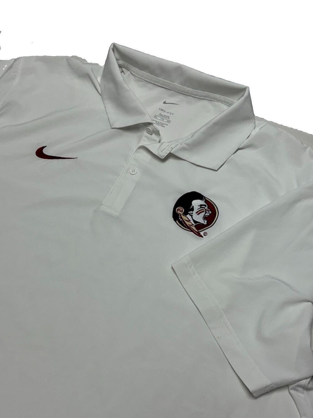 White Nike Golf Short Sleeve Dri Fit Polo Florida State FSU Seminoles XXL